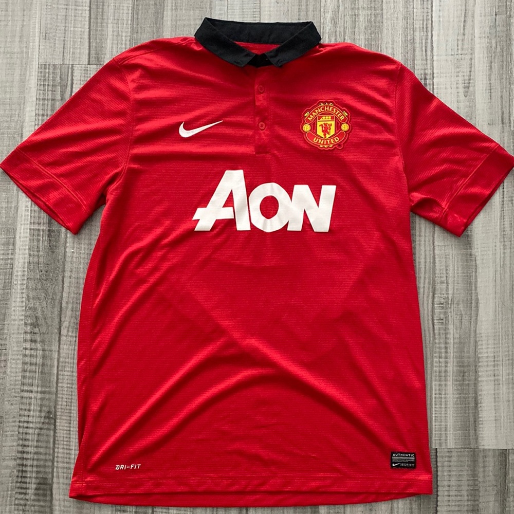Men’s Nike Red Dri Fit Manchester United Aon Polo